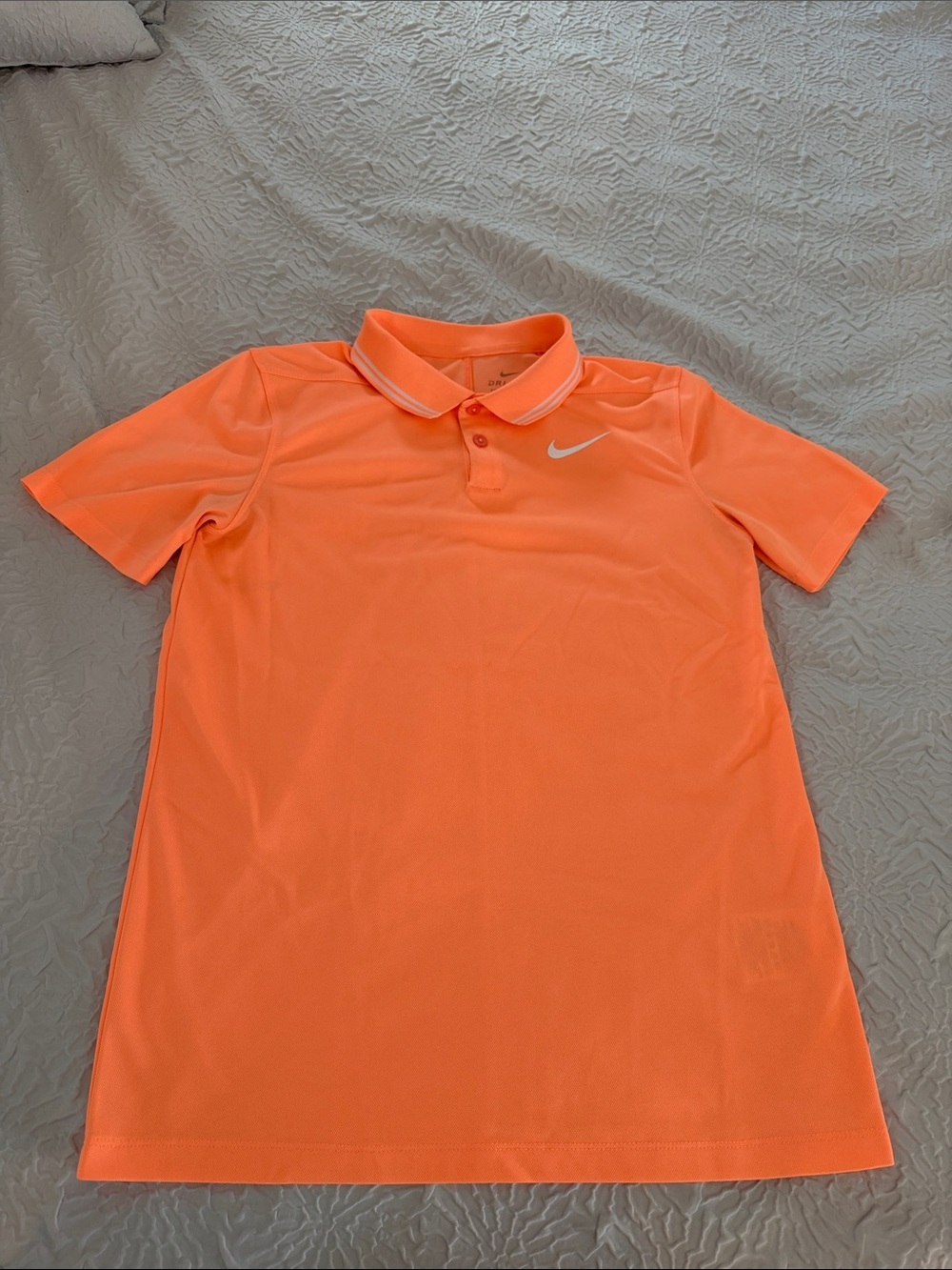 Nike Kids Neon Orange Polo with White Swoosh
